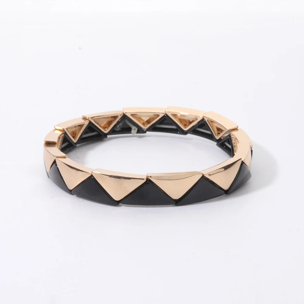 2026 New Black Gold Color Beaded Bangle for Women and Men Handmade Elastic hand Wrist Bracelets