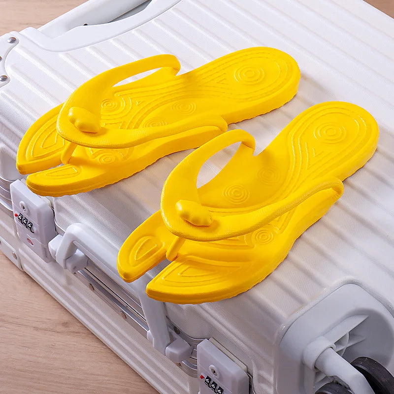 Folding Slippers Trip Travel Portable Slides Women Men Light Home Hotel Salon Homestay Guest Use Sandals Bathing Beach Shoes