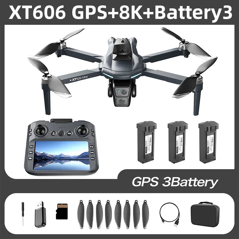 Lenovo XT606 GPS Drone 4K Professional  8K HD Dual Camera Gimbal  360°Obstacle Avoidance Brushless RC Quadcopter Dron toys