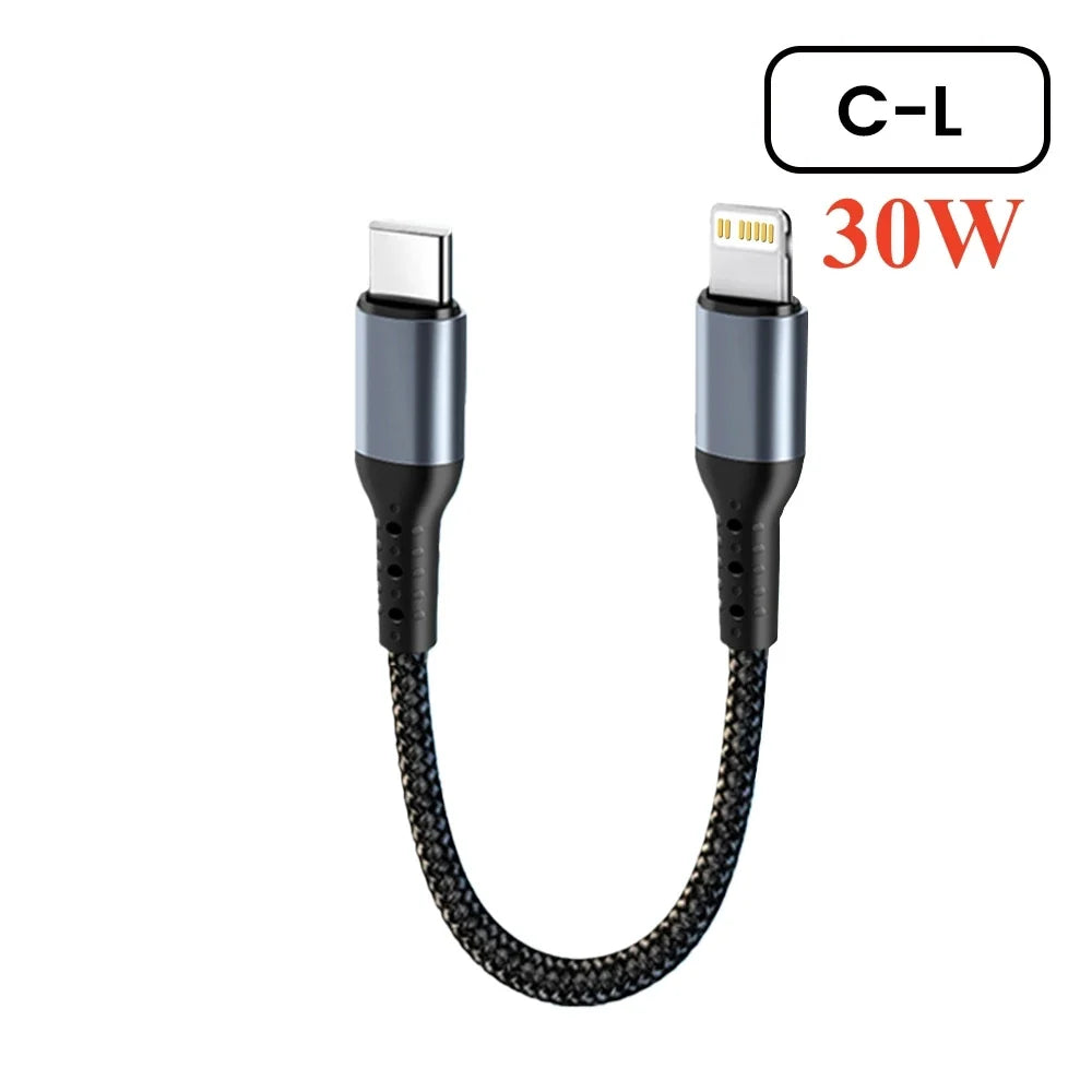 Crouch 90 Degree Short Cable USB Type C To Type C 6A 66W Fast Charge 25CM 50CM Power Bank USB C Cable For iphone Huawei Xiaomi