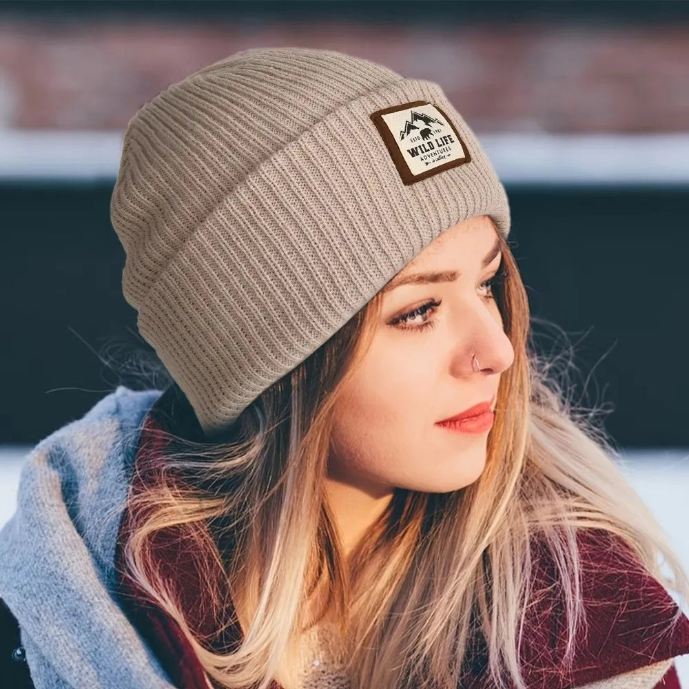 New Warm Outdoor Fleece Sports Hat Windproof Ear Protection Beanie Hats Knitted Thickened Winter Cap Men Women