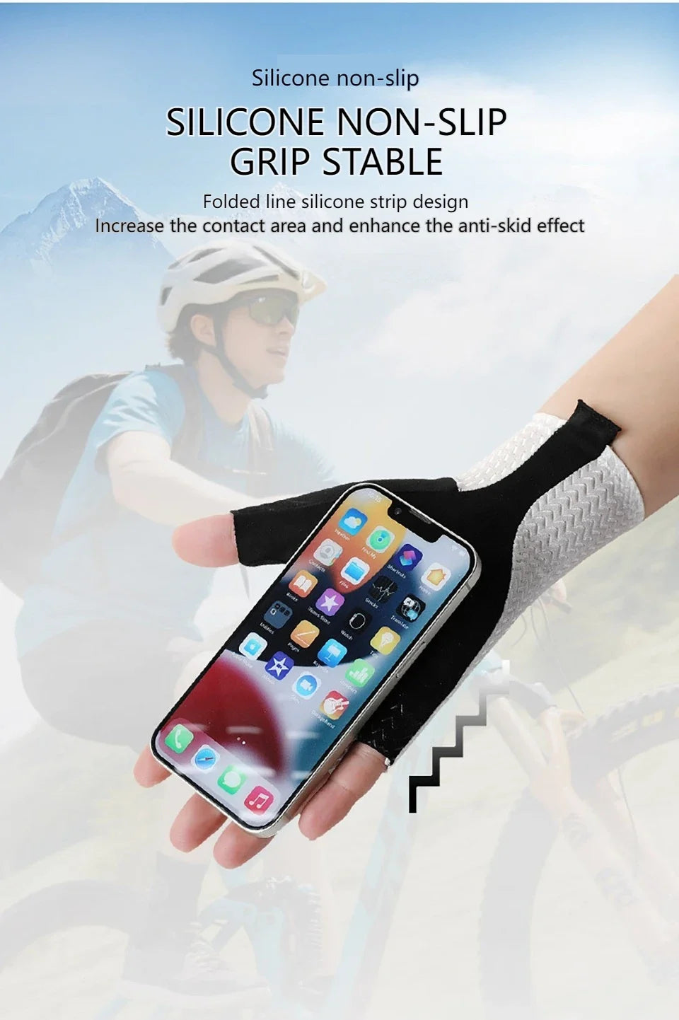GTUBIKE Summer Breathable Half Finger Cycling Gloves Ultralight Road Bike Gloves Anti-Slip Silicone Pad Cooling Sport Gear