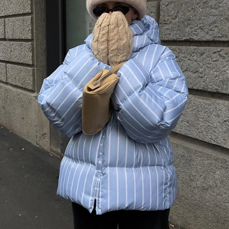 Chic Leopard Hooded Puffer Coat Set Women Quilted Full Sleeve Zip Jacket Wide Leg Pants 2026 New Lady Winter Thicken Warm Outfit