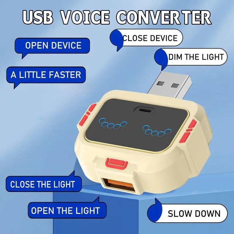 Voice Control Smart USB Socket Converter Lamp Protection Lights Switch Expansion Docking Station -English Voice Control Socket