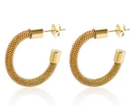 Shiny Zircon Hoop Earrings for Women Trendy Golden Stainless Steel Circle Earring Jewelry Pendientes