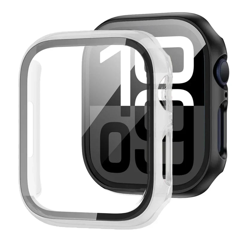 Tempered Glass+Case For Apple Watch 38-40mm 41mm 42mm 44mm 45mm 46mm Screen Protector Protective Cover iWatch 11 10 8 7 9 6 SE 5