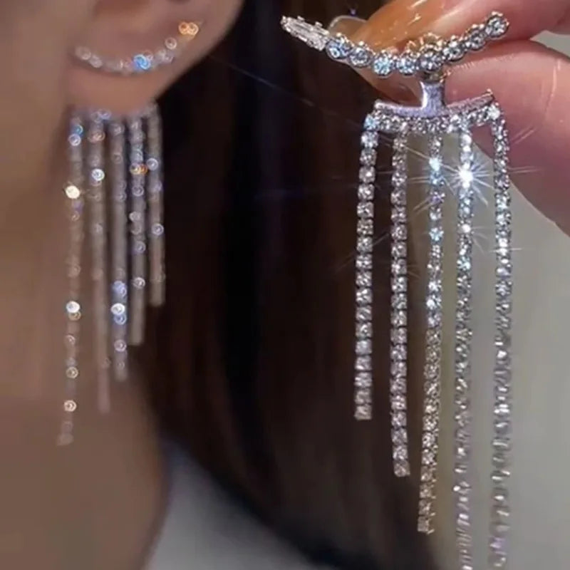 Y2K Irregular Liquid Earrings for Women Silver Color Hip-Hop Punk Fashion Geometric Earring Clip Girl 2024 Trendy Party Jewelry