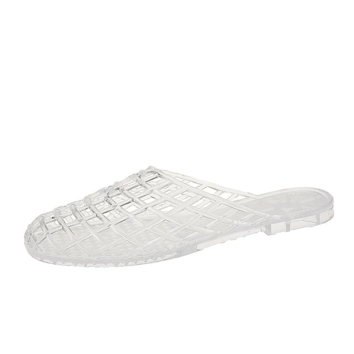 Summer Ladies Flat Bottom Hollow Comfortable Jelly Sandals Crystal Plastic Beach Slippers Breathable Slip-On Shoes