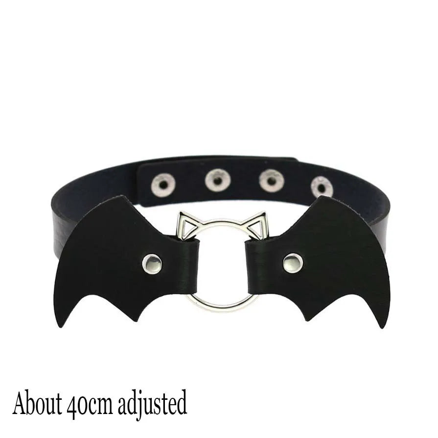 Black PU Leather Punk Choker Collar Necklace with Rivets Gothic Femme Jewelry for Party Club Sexy Goth Pendientes