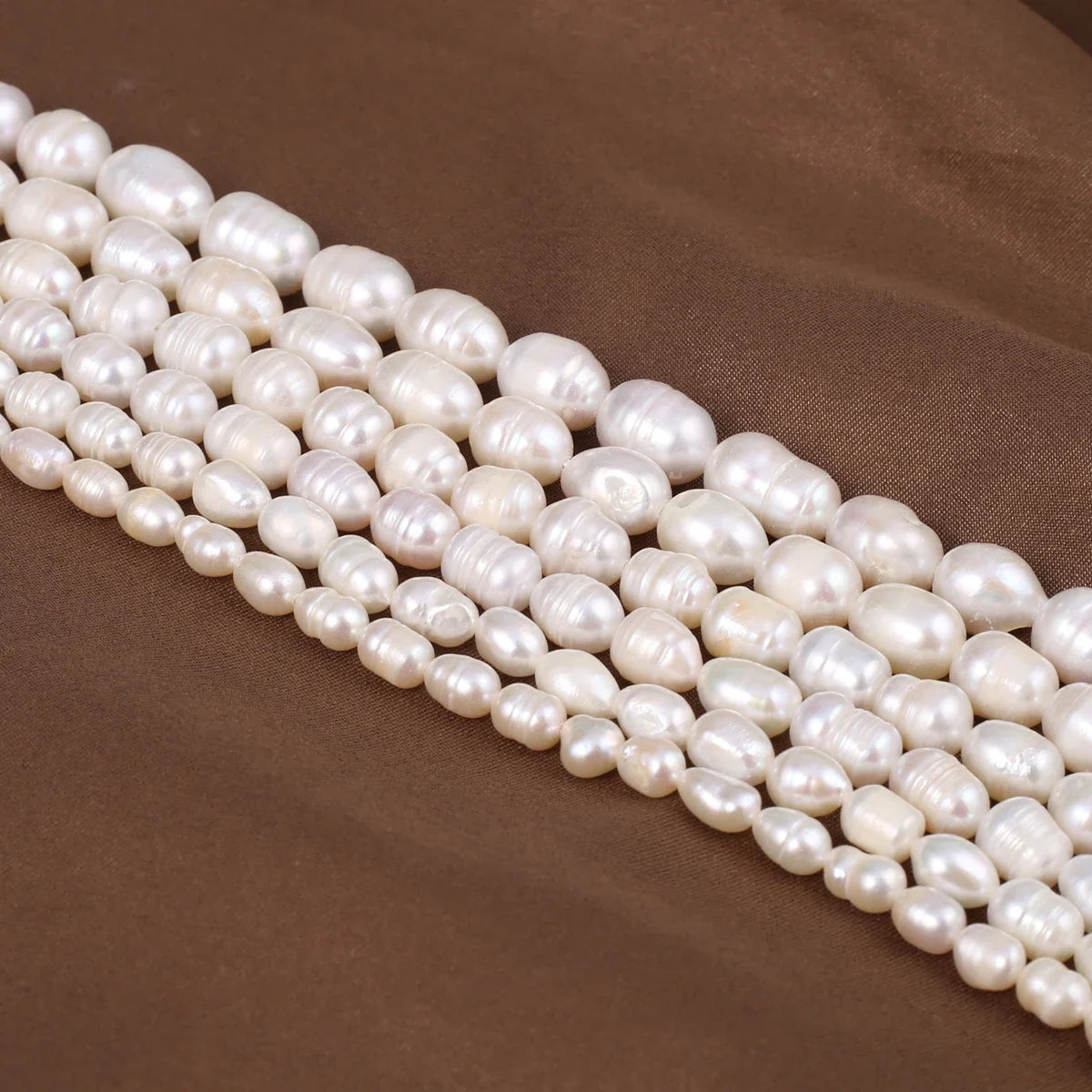 A Natural Freshwater Pearl Bead Rice Shape Christmas Gift Ladies White Jewelry Making DIY Fashion Bracelet Necklace Accessories