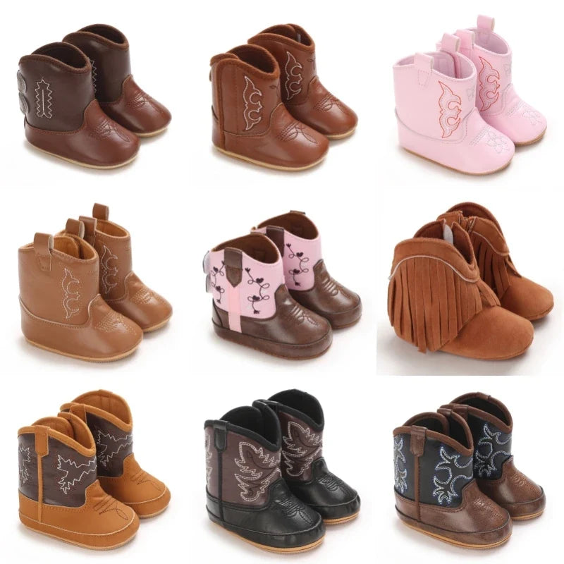 Baby Boys Girls Winter Boots 0-12 Months Western Denim First Walkers Warm Casual Fashion