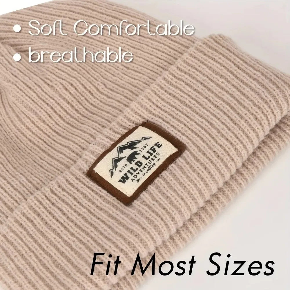 New Warm Outdoor Fleece Sports Hat Windproof Ear Protection Beanie Hats Knitted Thickened Winter Cap Men Women