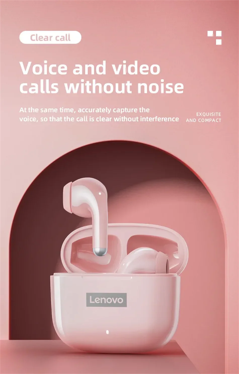 Lenovo LP40 Pro TWS Bluetooth 5.4 Wireless Headphones HiFi Stereo Earphones Gaming Sports Touch Control HD Call With Mic Earbuds