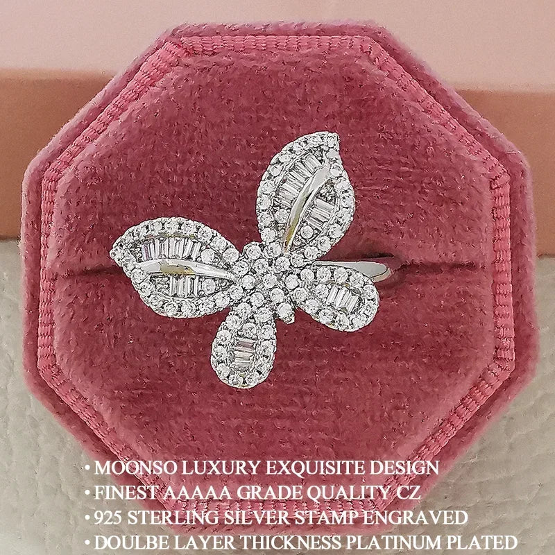 2026 New Trendy Butterfly silver color cute Fashion Ring For Women Party Gift  Jewelry Wholesale R6134