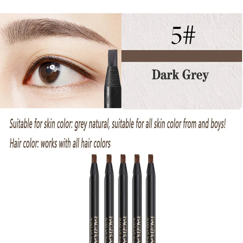 5PCS Haozhuang Eyebrow Pencil Brown Wholesale Cosmetic Pencil Product Natural Waterproof Long-Lasting Tattoo Brush Makeup Beauty