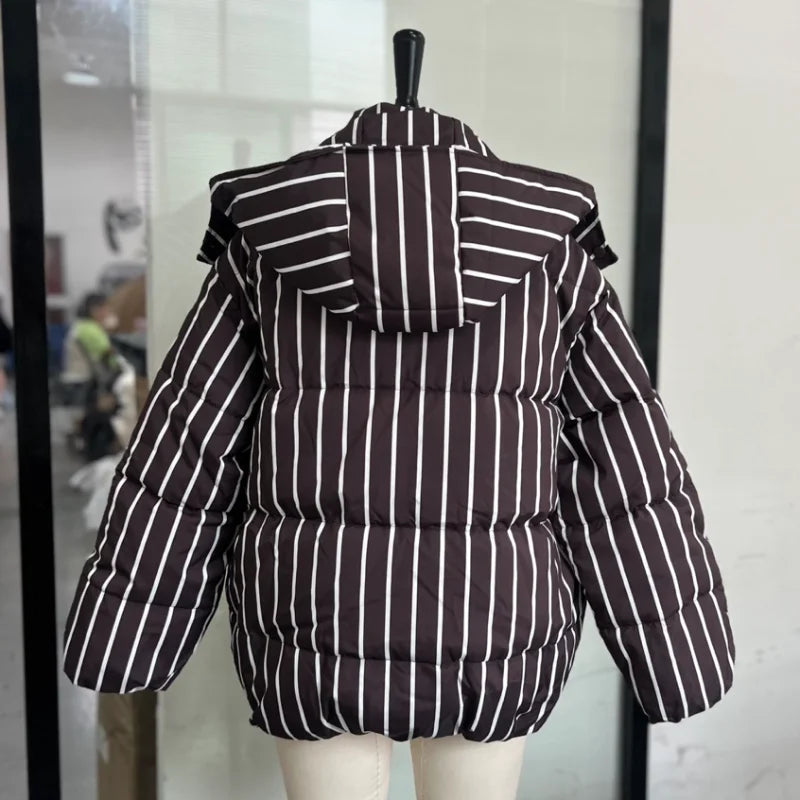 Chic Leopard Hooded Puffer Coat Set Women Quilted Full Sleeve Zip Jacket Wide Leg Pants 2026 New Lady Winter Thicken Warm Outfit
