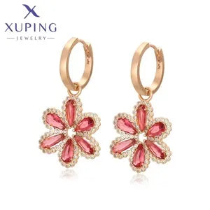 Xuping Jewelry Charm Square Shaped Luxury Exquisite Gold Color Plated Crystal Earring for Women Gift A00606258