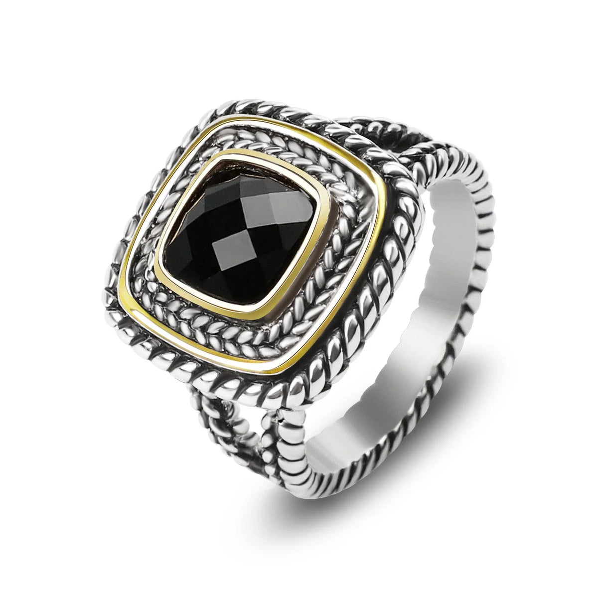 Designer Inspired Two Tone Statement Rings for Women 18K Gold Plated Fashion Brand Engagement Wedding Ring