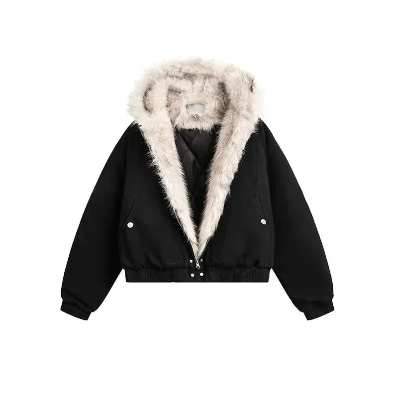 2026 American fashion brand black and yellow cross-shaped jacket high street style loose stand-up collar zipper cardigan jackett