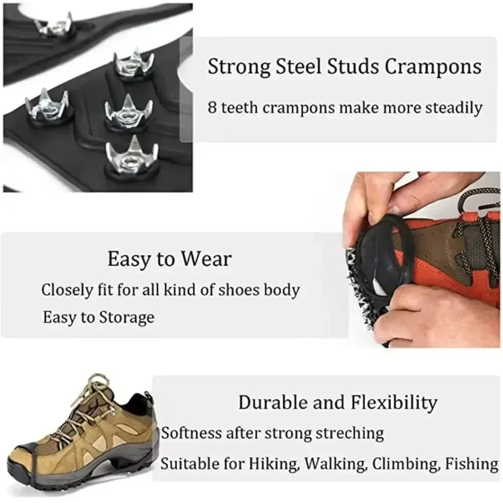 8 Teeth Ice Gripper Spike Shoes Winter Outdoor Anti-Slip Hiking Mountain Climbing Ice Snow Crampons Anti-slip Shoe Covers 2026