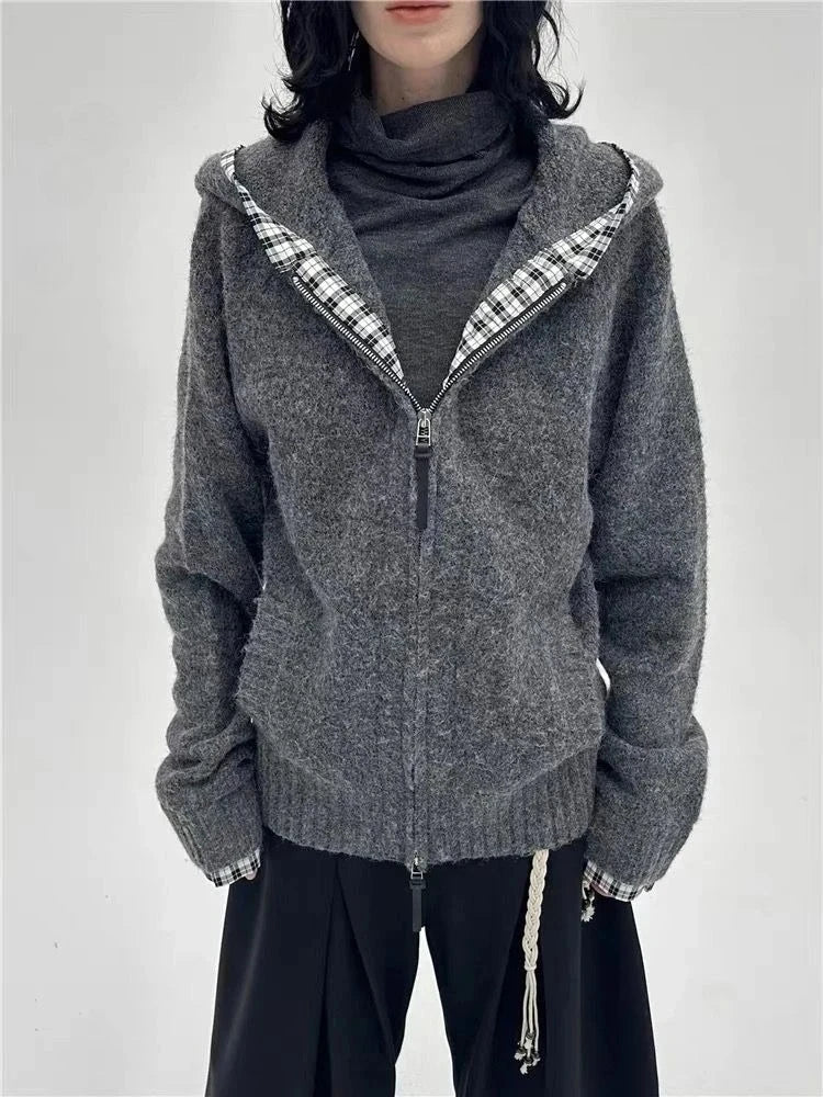 Korean Fashion Sweatshirts Harajuku Gothic Printed Coats Jackets Subculture Vintage Faux Fur Hooded Women Casual Y2k Clothing
