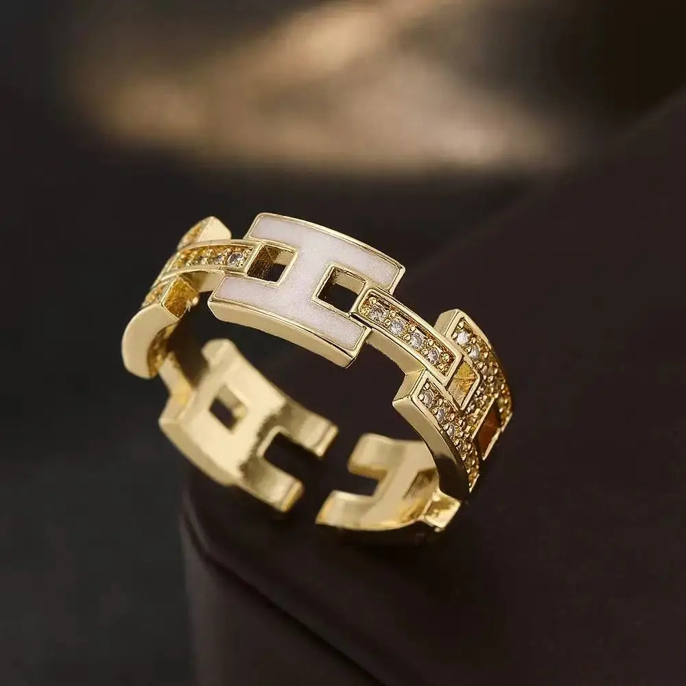Fashion Creek Two Full Diamond Zircon Sunflower Pendants Rotating Women's Finger Rings Fashion Daily Wear Jewelry Gifts