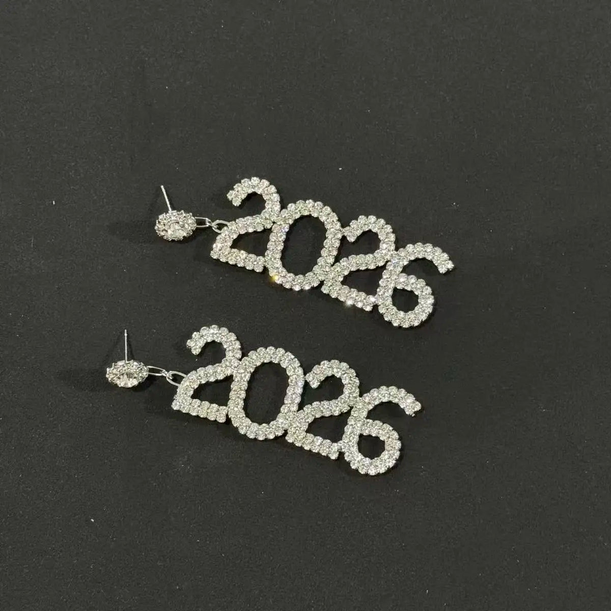 New Full Diamond New Year's Number 2026 Earrings, Christmas Gifts, Personalized Water Diamond Earnail Accessories