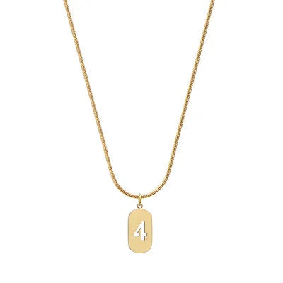 Stainless Steel Angel Number Necklace 0 1 2 3 4 5 6 7 8 9 Rectangle For Women Men Hollow Lucky Number Chain Necklaces Jewelry