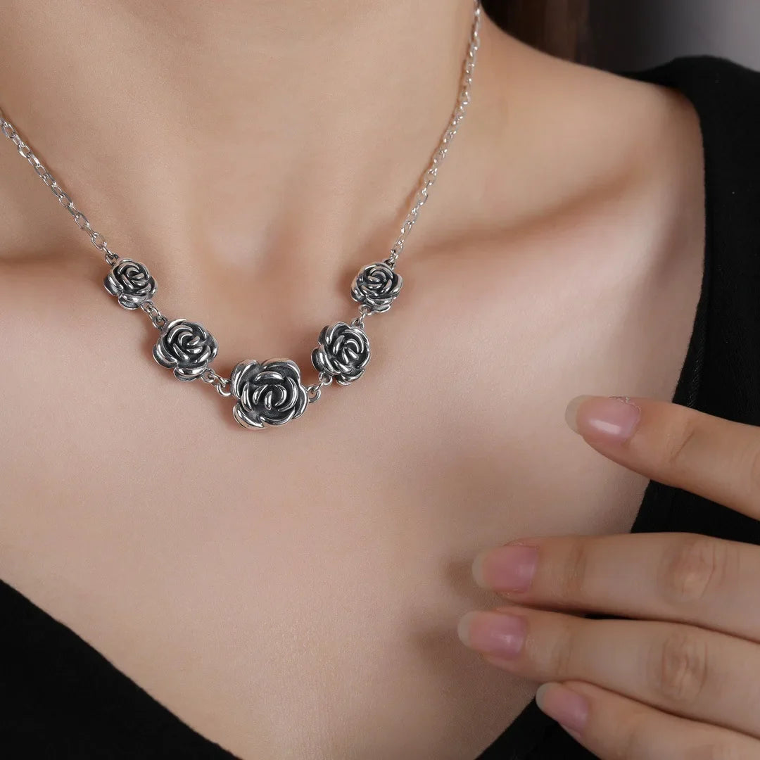 FOXANRY Vintage Punk Rose Flower Chain Bracelet Charm Women Girl New Fashion Creative Geometric Handmade Party Jewelry Gifts