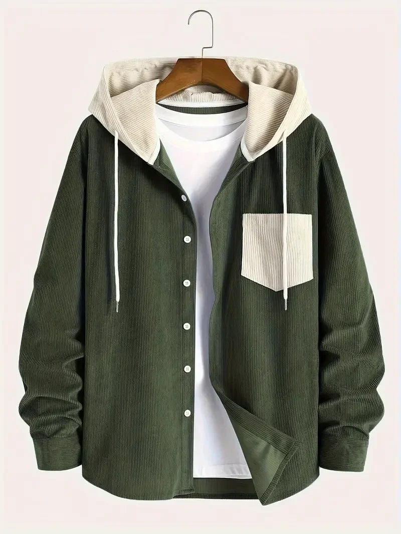The 2025 New Fashion Trend Spring and Autumn Corduroy Hooded Jacket Is Comfortable and Casual for Daily Commuting for Men