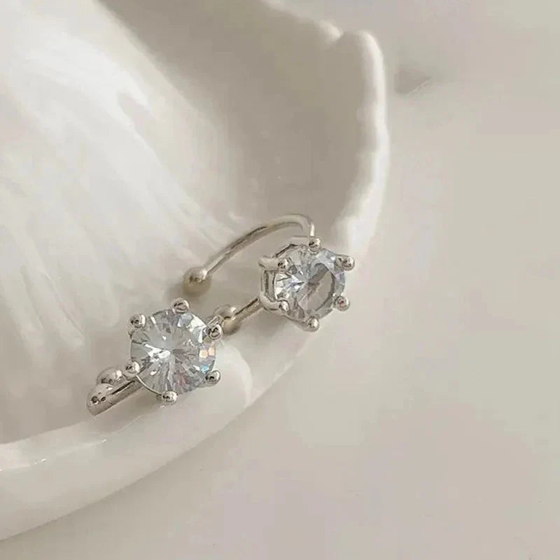 2Pc New Shiny Zircon Clip Earrings Adjustable Non Piercing Ear Clips for Women Daily Wear Party Banquet Jewelry Gift New Fashion