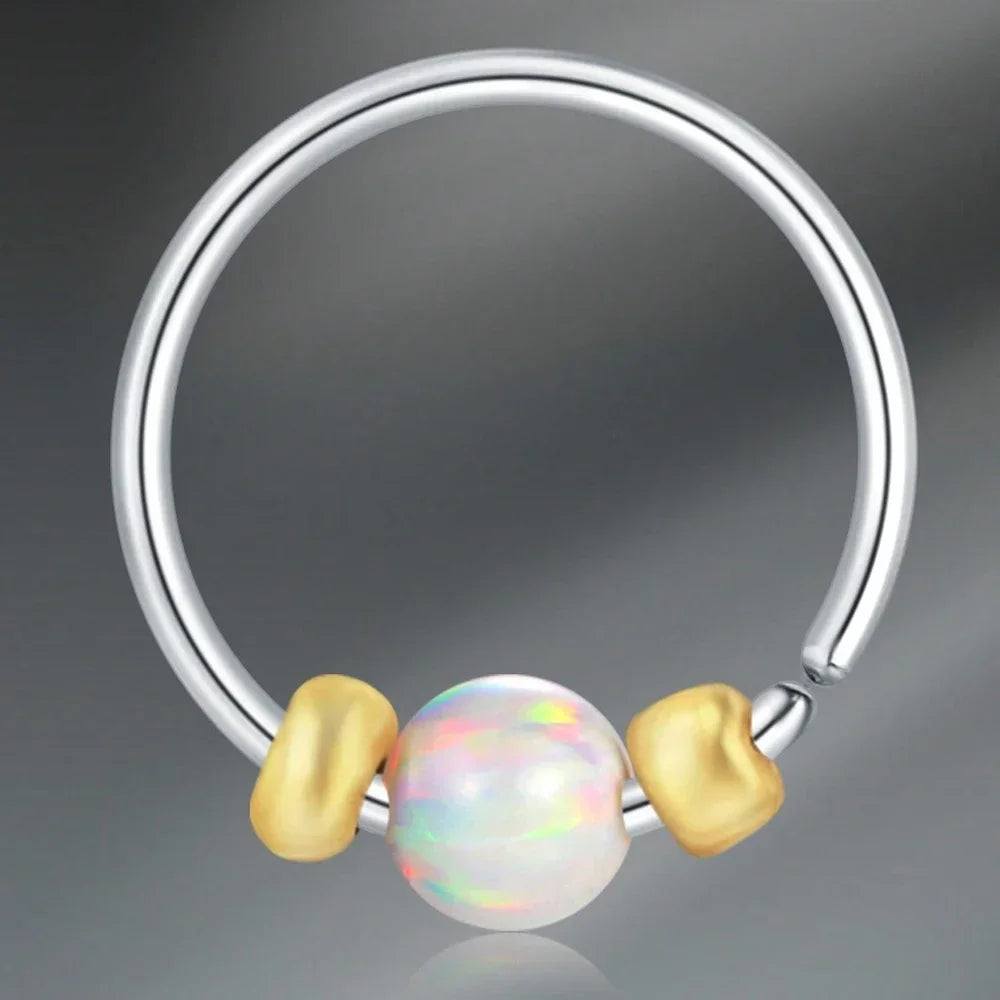 1pc Stainless Steel Nose Septum Clicker 20G 16G Flower Cubic Zirconia Decorated Piercing Nose Ring, Suitable For Daily Wear