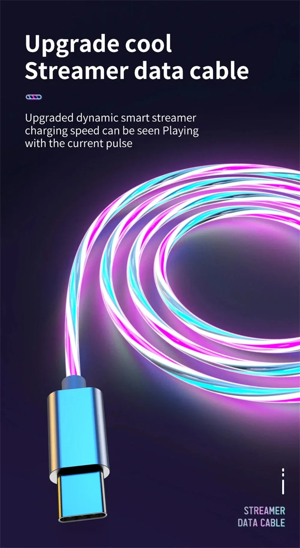 Glowing LED Light USB 3 IN 1 cable Phone Fast Charging Charger Luminous Type C Cable For Xiaomi iPhone Phone Accessories