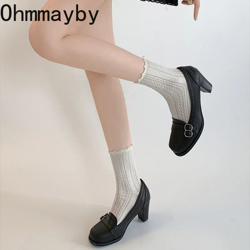 Vintage Thick Heel Women Mary Jane Shoes Ladies Concise Slip On Pumps Spring Autumn Women's Party Dress Shoes