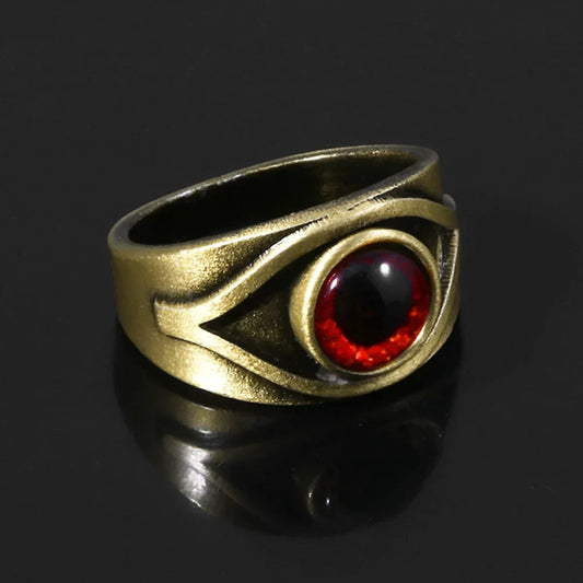 Men's Minimalist Niche Hip Hop Punk Red Maroon Eyes Cosplay Ring Character Props Retro Creative Trend Ring Personalized Jewelry