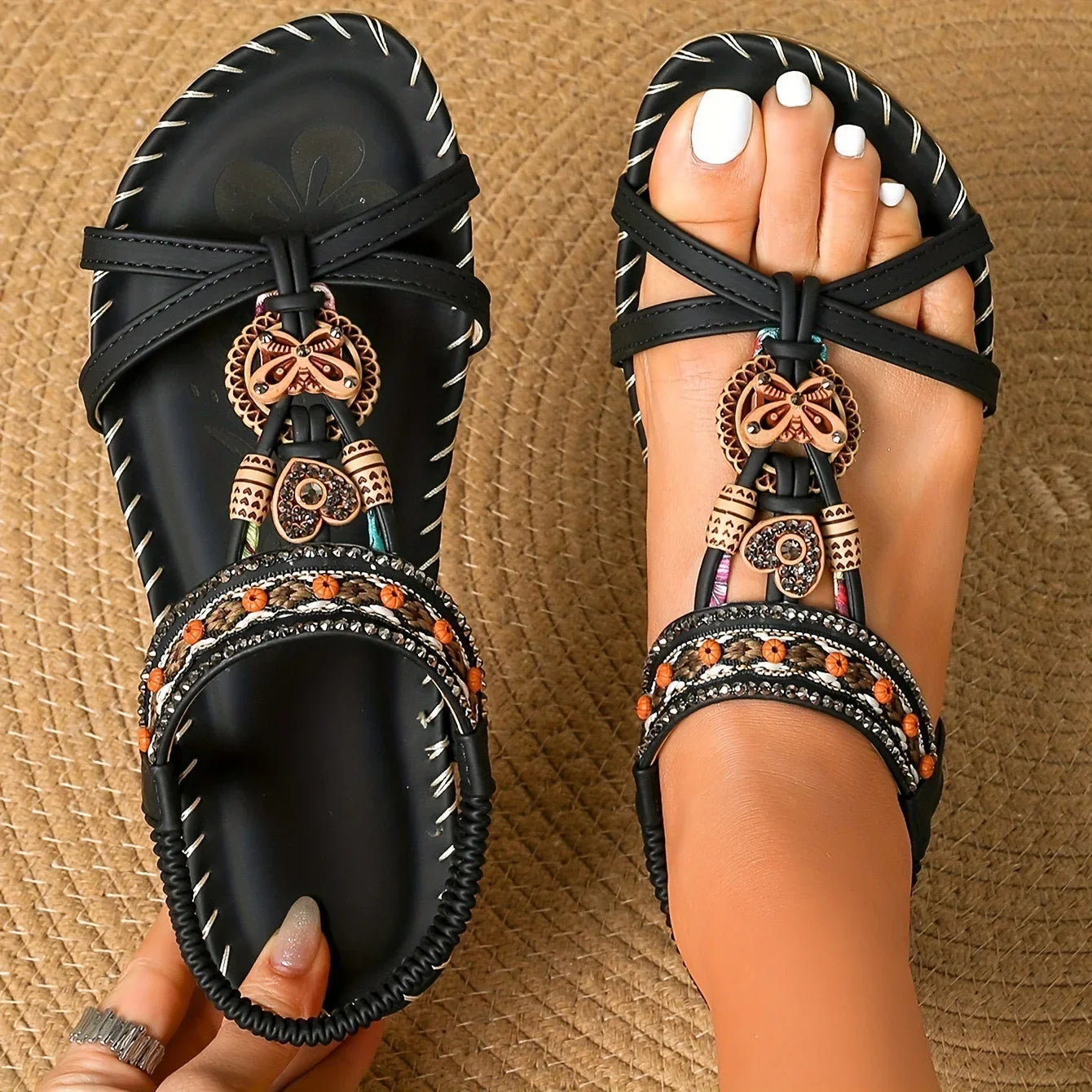 Women's Sandals Bohemian Sandals Outdoor Soft Sole Beach Sandals Platform Lightweight Women Casual Shoes Flat Plus Size Sandal