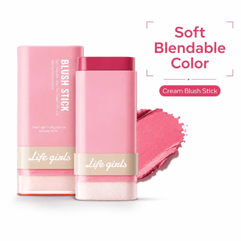 3-in-1 Cream Blush Stick Cheeks Lips Eyes, Long Lasting Waterproof Blendable Dewy Glow Makeup Stick for All Skin Tones