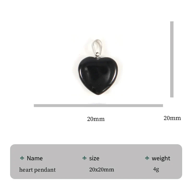 Natural Black Obsidian Stone Heart Beads Healing Pendant Women Charms 20mm Wholesale For Jewelry Making Earring Accessories