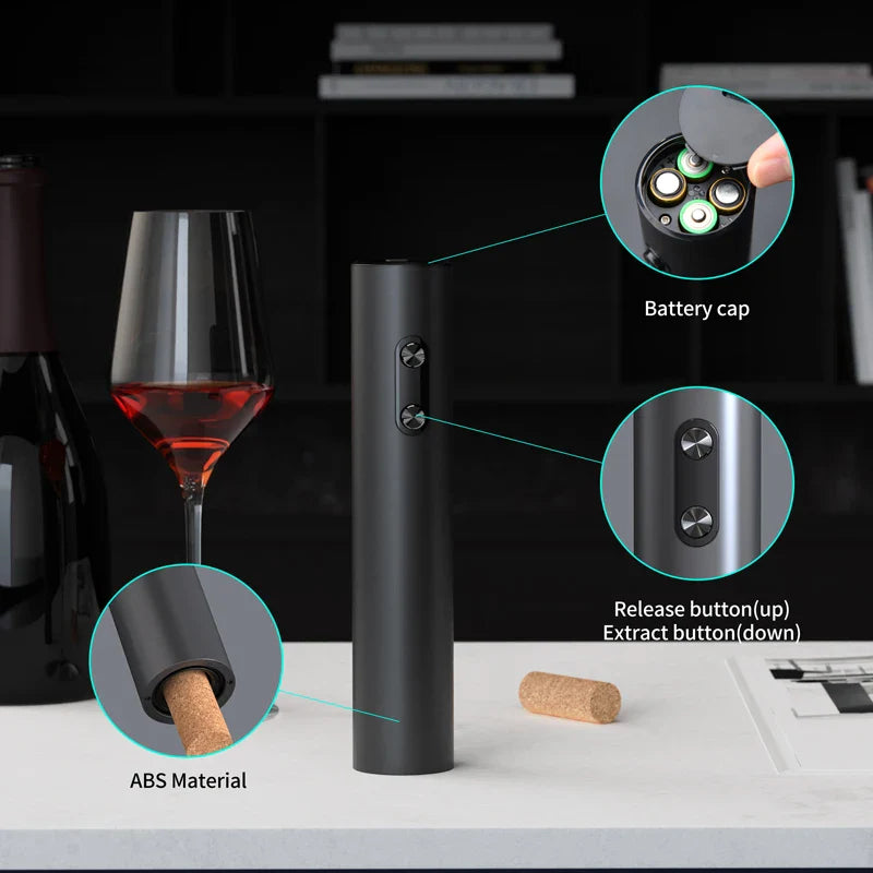 Electric Wine Opener Set Automatic Corkscrew with Aerator Pourer and Foil Cutter for Kitchen Bar Party Gifts
