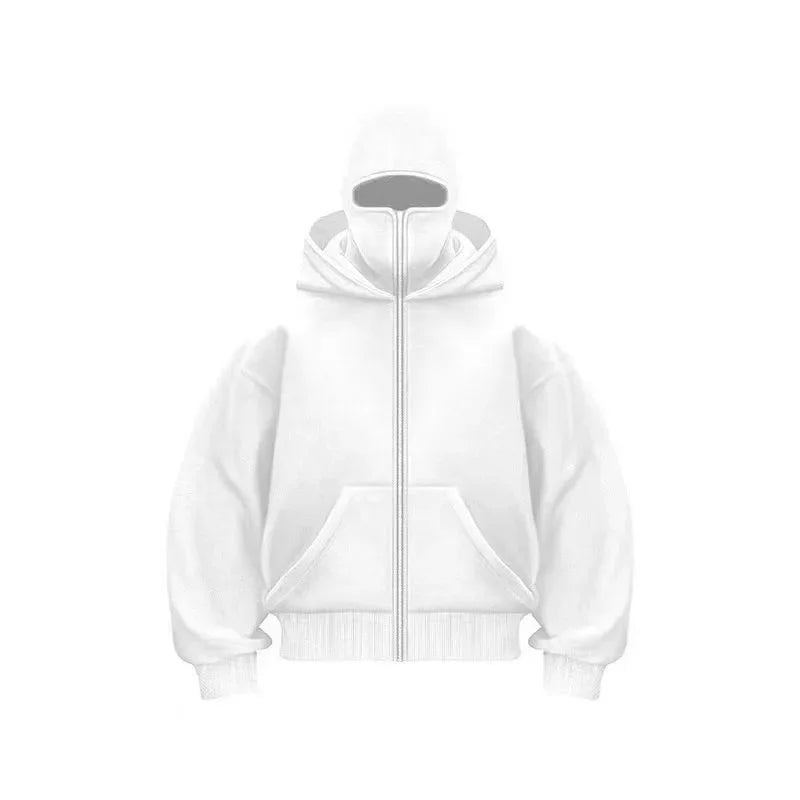 Men and Women Balaclava Y2K Gothic Harajuku Spring Autumn Winter New Item Double Hooded Sweatshirt Men Hooded Mask Zipper Jacket
