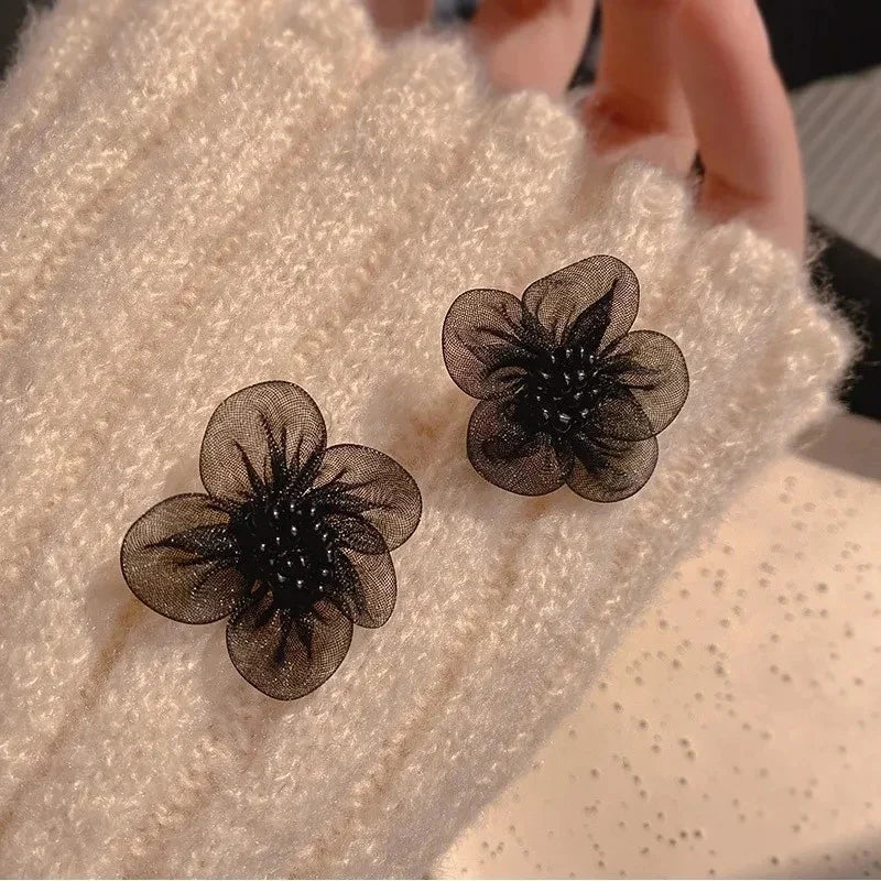 New Fashion Sweet Design Spring/Summer Blue Pink Enamel Flower Light Luxury High End Earrings Party Gifts for Women Jewelry