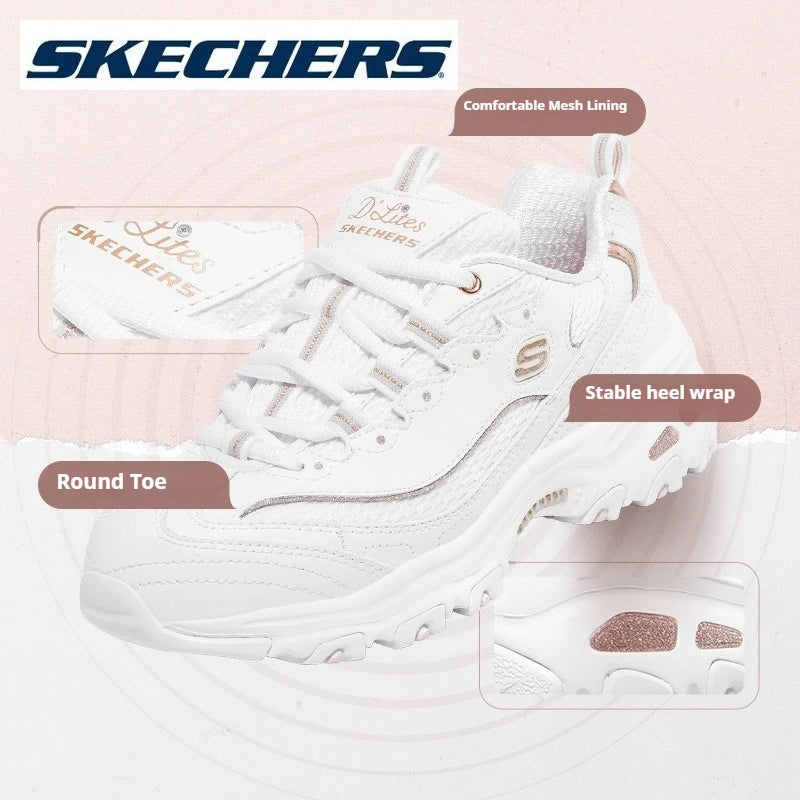 Skechers Shoes for Women D‘LITES Classic Dad Shoes Casual Comfortable Breathable Female Chunky Sneakers skerchers para mujeres