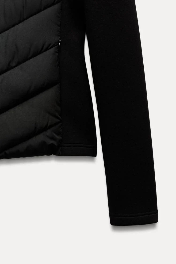 ETJ 2025 new  women's elegant fashion patchwork long sleeve standing collar hooded cotton jacket sport coat 8073227