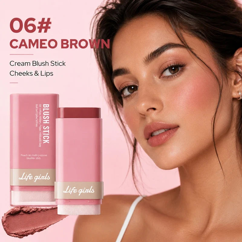 3-in-1 Cream Blush Stick Cheeks Lips Eyes, Long Lasting Waterproof Blendable Dewy Glow Makeup Stick for All Skin Tones