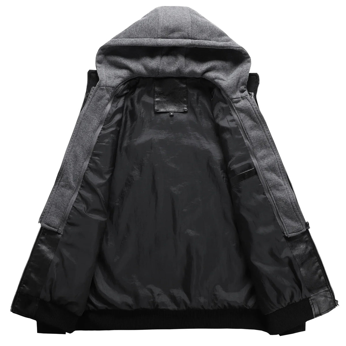 US Size Luxury Quality PU Jacket Men New Winter Faux Two-Piece Hooded Leather Jacket Casual Coat