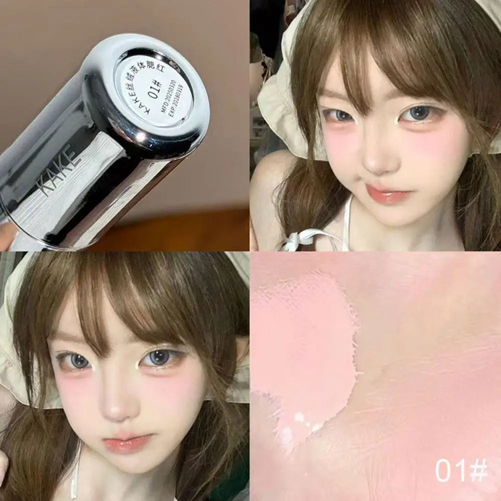 4 Colors Moisturizing Sponge Head Blusher Liquid Blush Stick Cheek Lip Milk Highlighter Natural Pink Rouge Matte Brighten Makeup