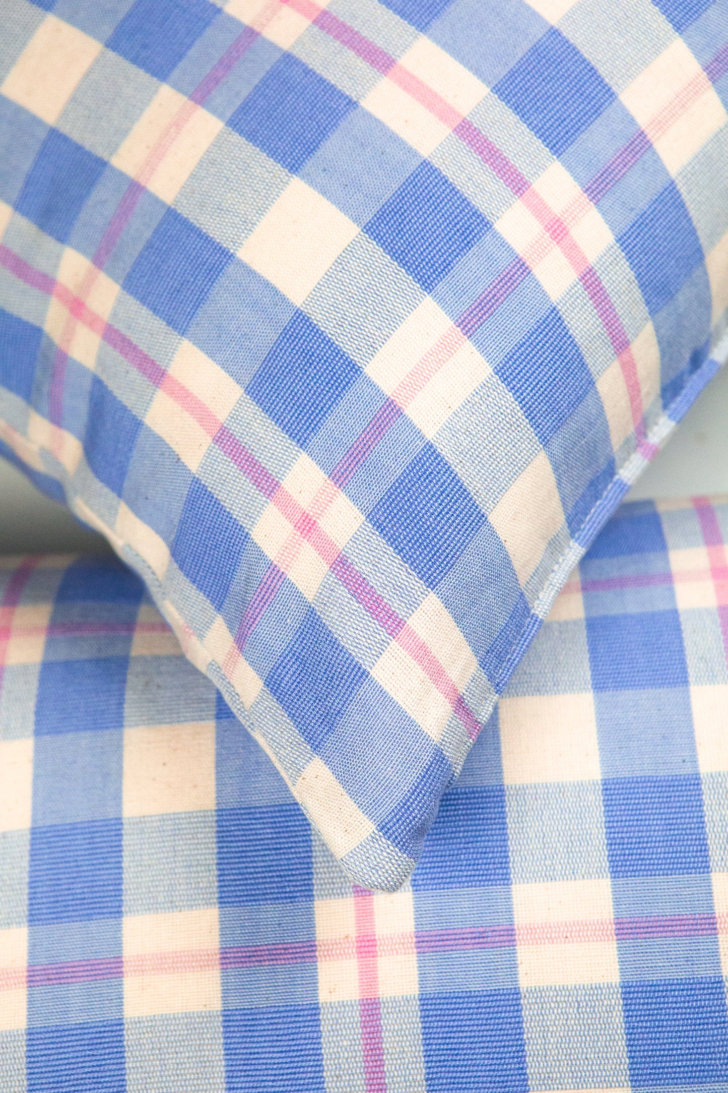 Abigail Plaid Rectangle Pillow in Periwinkle and Pink