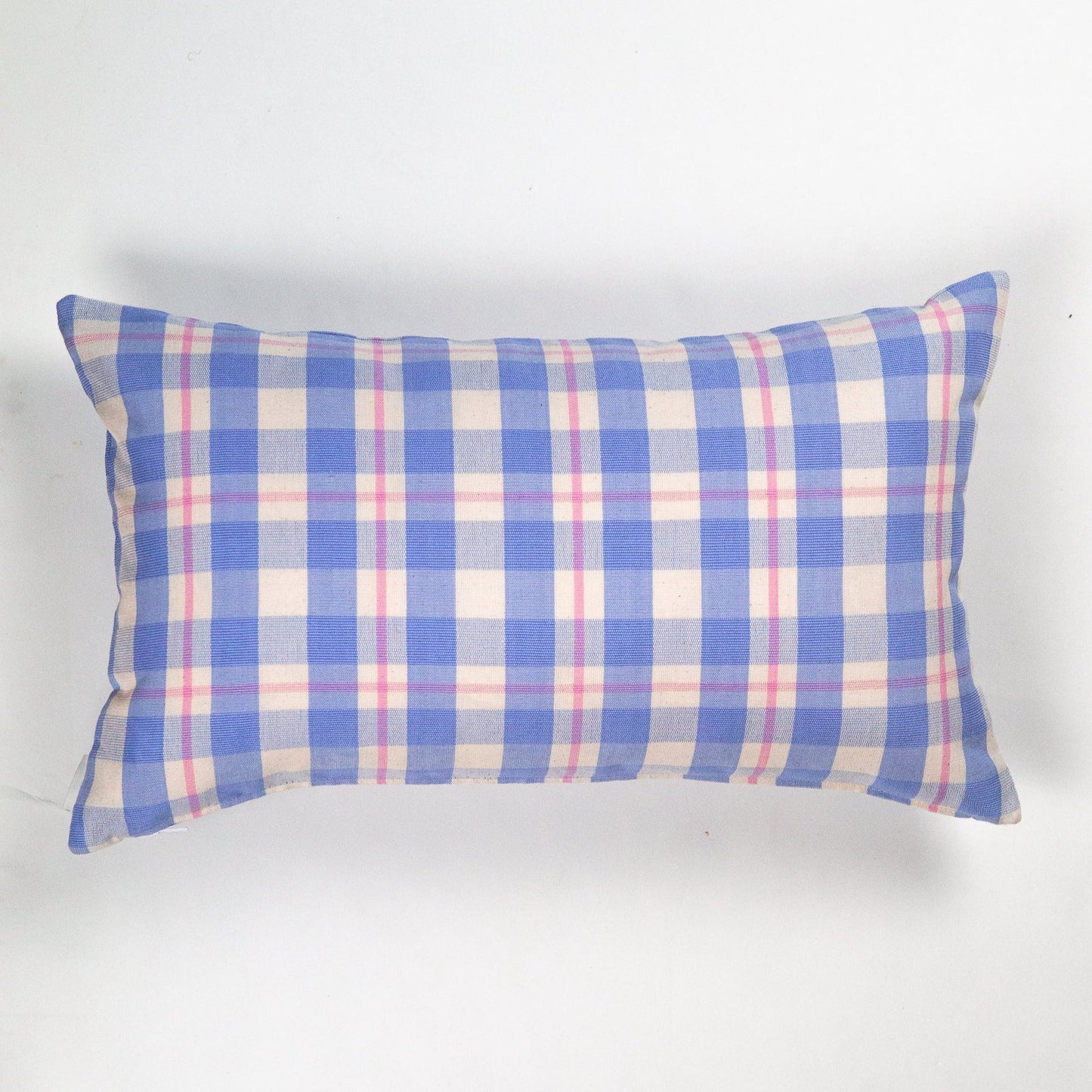 Abigail Plaid Rectangle Pillow in Periwinkle and Pink