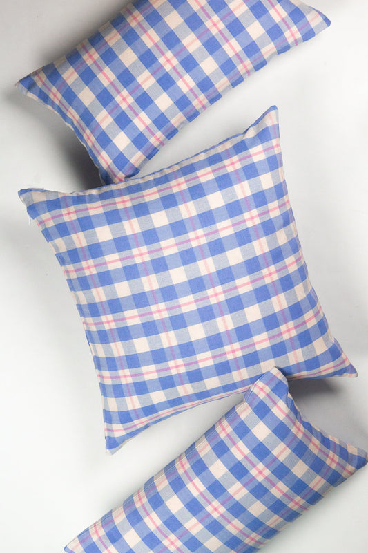Abigail Plaid Rectangle Pillow in Periwinkle and Pink