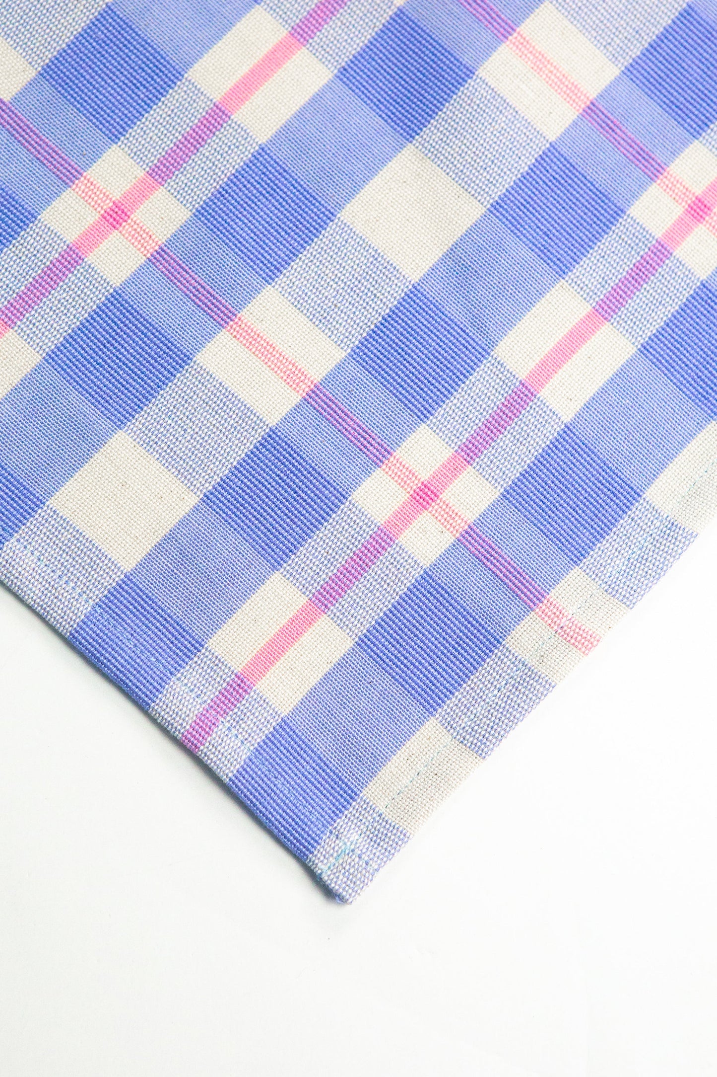 Abigail Plaid Dinner Napkin in Periwinkle Blue and Pink